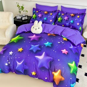 5 D Спален комплект от 100% памук с чаршаф с ластик,6 части