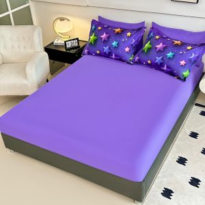 5 D Спален комплект от 100% памук с чаршаф с ластик,6 части