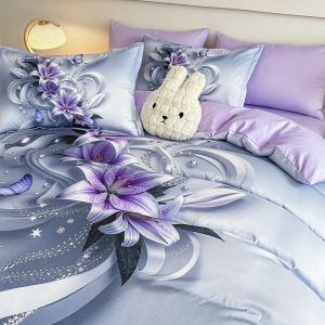 5 D Спален комплект от 100% памук с чаршаф с ластик,6 части