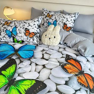 5 D Спален комплект от 100% памук с чаршаф с ластик,6 части