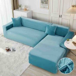 Kалъф за ъглов диван от кадифе + подарък 2бр.калъфки за възглавници