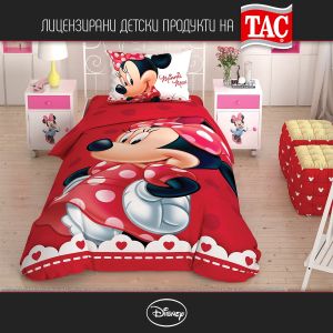 ДЕТСКИ СПАЛЕН КОМПЛЕКТ 100% ПАМУК РАНФОРС MINNIE LOVELY - DISNEY,3 ЧАСТИ