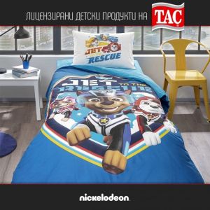 ДЕТСКИ СПАЛЕН КОМПЛЕКТ 100% ПАМУК РАНФОРС -PAW PATROL JET ,3 ЧАСТИ