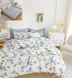 Спален комплект от 100% памук с чаршаф с ластик,6 части