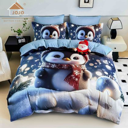 5 D Коледен комплект с ластик 180х200см ,100% памук , 6 части 