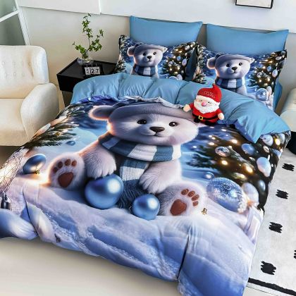 5 D Коледен комплект с ластик 180х200см ,100% памук , 6 части 