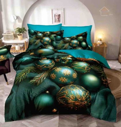 5 D Коледен комплект с ластик 180х200см ,100% памук , 6 части 