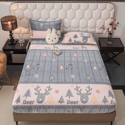 Плюшен чаршаф с ластик+2бр. калъфки за възглавница,Cocolino 100% полиестер