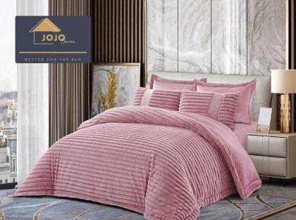 Луксозен спален комплект със завивка тип „Заешка козина“ , 6 части,с ластик