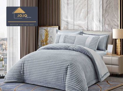 Луксозен спален комплект със завивка тип „Заешка козина“ , 6 части,с ластик