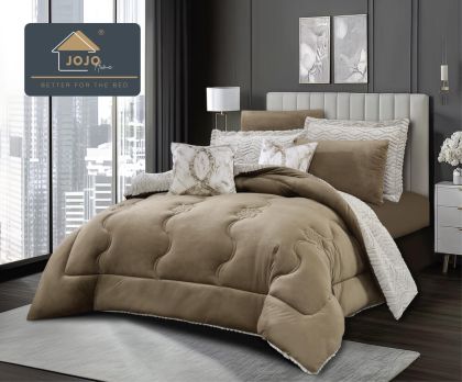 Луксозен спален комплект със завивка от кадифе и плюш тип „Заешка козина“ – 6 части