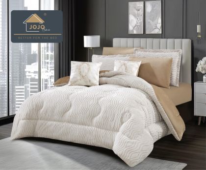 Луксозен спален комплект със завивка от кадифе и плюш тип „Заешка козина“ – 6 части