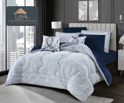 Луксозен спален комплект със завивка от кадифе и плюш тип „Заешка козина“ – 6 части