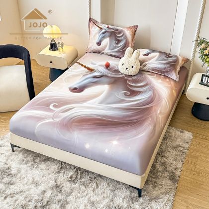 5D Чаршаф с ластик 160/200см + 2бр. калъфки за възглавници,100% памук