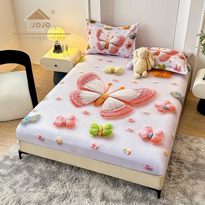 5D Чаршаф с ластик 160/200см + 2бр. калъфки за възглавници,100% памук