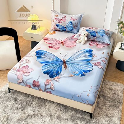 5D Чаршаф с ластик 160/200см + 2бр. калъфки за възглавници,100% памук