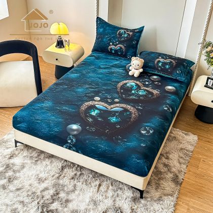 5D Чаршаф с ластик 160/200см + 2бр. калъфки за възглавници,100% памук