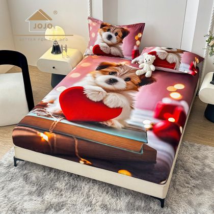 5D Чаршаф с ластик 160/200см + 2бр. калъфки за възглавници,100% памук