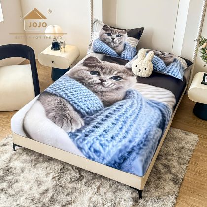 5D Чаршаф с ластик 160/200см + 2бр. калъфки за възглавници,100% памук