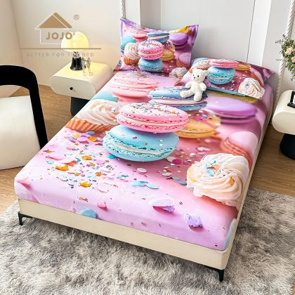 5D Чаршаф с ластик 160/200см + 2бр. калъфки за възглавници,100% памук