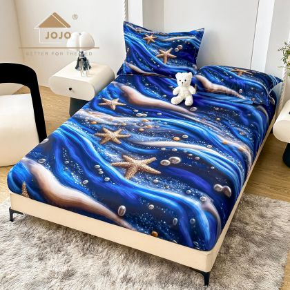 5D Чаршаф с ластик 160/200см + 2бр. калъфки за възглавници,100% памук