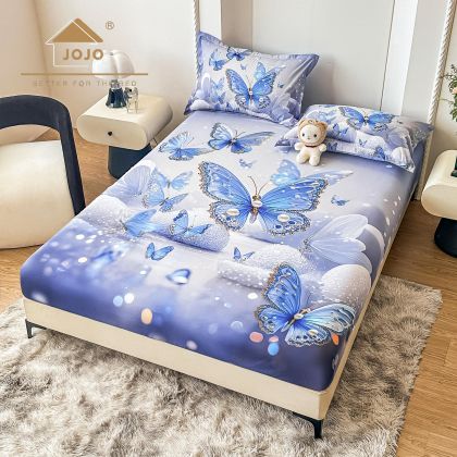 5D Чаршаф с ластик 160/200см + 2бр. калъфки за възглавници,100% памук