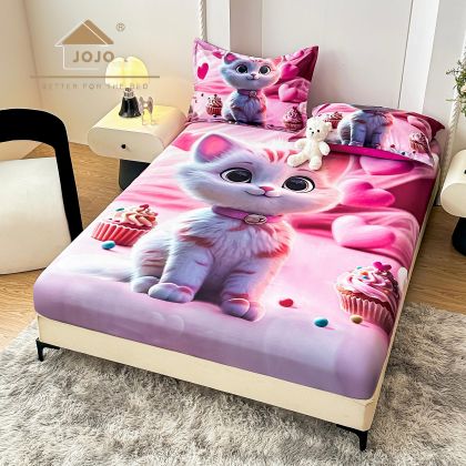 5D Чаршаф с ластик 160/200см + 2бр. калъфки за възглавници,100% памук