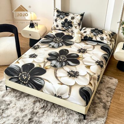 5D Чаршаф с ластик 160/200см + 2бр. калъфки за възглавници,100% памук