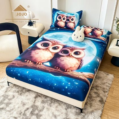 5D Чаршаф с ластик 160/200см + 2бр. калъфки за възглавници,100% памук