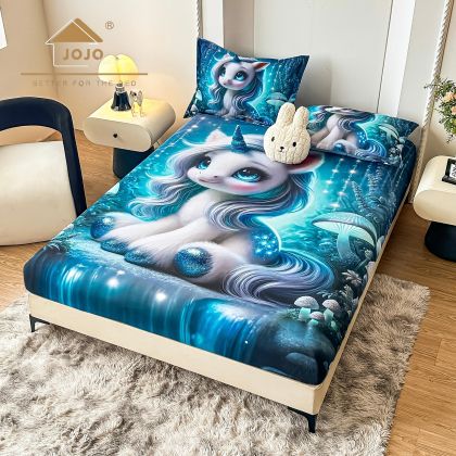 5D Чаршаф с ластик 160/200см + 2бр. калъфки за възглавници,100% памук