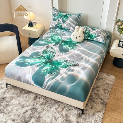 5D Чаршаф с ластик 160/200см + 2бр. калъфки за възглавници,100% памук