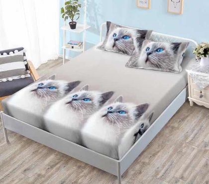 Чаршаф с ластик + 2 бр. калъфки ,100% памук от 3 части 