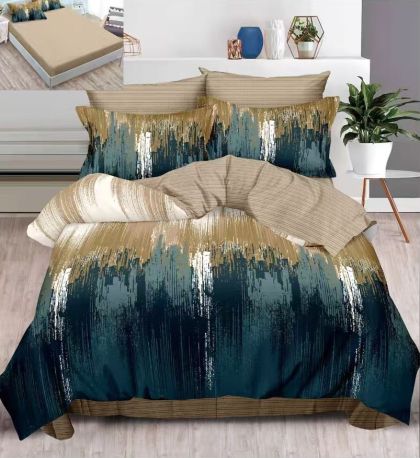 Спален комплект от 100% памук с чаршаф с ластик,6 части