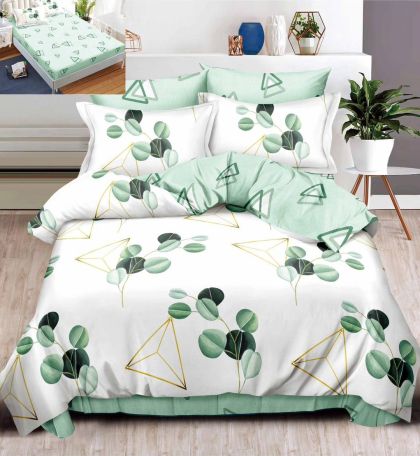 Спален комплект от 100% памук с чаршаф с ластик,6 части