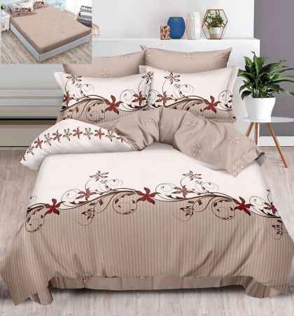 Спален комплект от 100% памук с чаршаф с ластик,6 части