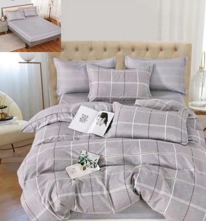 Спален комплект от 100% памук с чаршаф с ластик,6 части