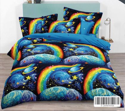 Спален комплект от 100% памук с чаршаф с ластик,6 части