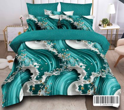 Спален комплект от 100% памук с чаршаф с ластик,6 части