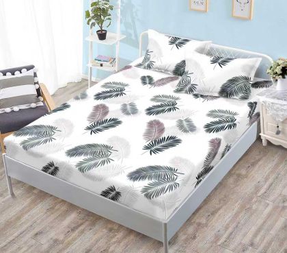 Чаршаф с ластик 160×200 см + 2 калъфки за възглавници – Поликотън