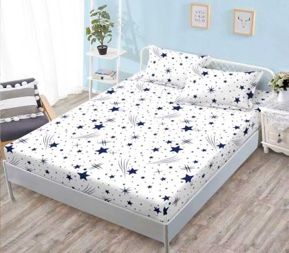 Чаршаф с ластик 160×200 см + 2 калъфки за възглавници – Поликотън