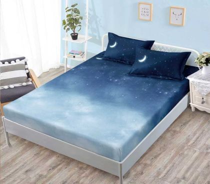 Чаршаф с ластик 160×200 см + 2 калъфки за възглавници – Поликотън