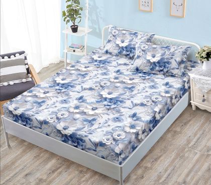 Чаршаф с ластик 160×200 см + 2 калъфки за възглавници – Поликотън