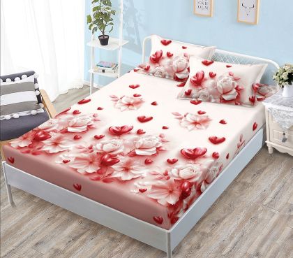 Чаршаф с ластик 160×200 см + 2 калъфки за възглавници – Поликотън