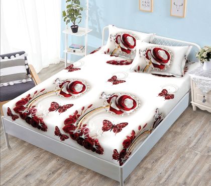 Чаршаф с ластик 160×200 см + 2 калъфки за възглавници – Поликотън