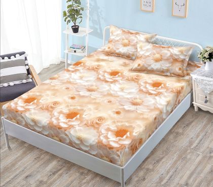 Чаршаф с ластик 160×200 см + 2 калъфки за възглавници – Поликотън