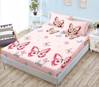 Чаршаф с ластик 160×200 см + 2 калъфки за възглавници – Поликотън