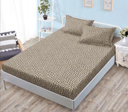 Чаршаф с ластик 160×200 см + 2 калъфки за възглавници – Поликотън