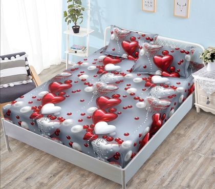 Чаршаф с ластик 160×200 см + 2 калъфки за възглавници – Поликотън