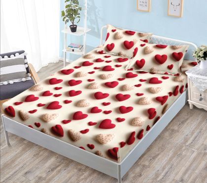 Чаршаф с ластик 160×200 см + 2 калъфки за възглавници – Поликотън