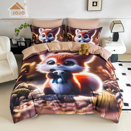 5 D Спален комплект от 100% памук с чаршаф с ластик,6 части